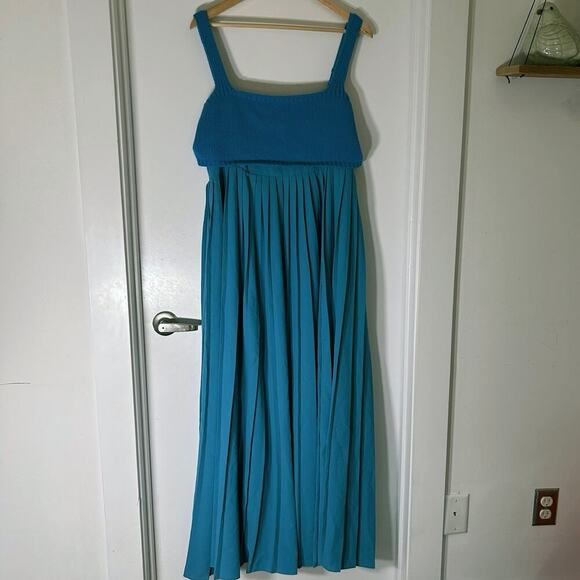 Mare Mare x Anthropologie NWOT Blue Pleated Maxi Dress SZ L - Picture 3 of 7